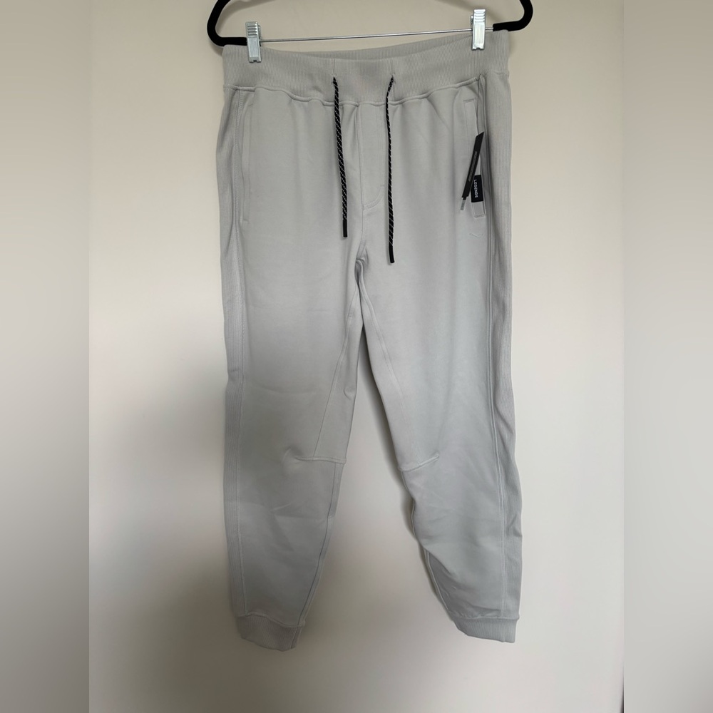 Gray Sweatpants with Tapered Ankles and Drawstring Waist